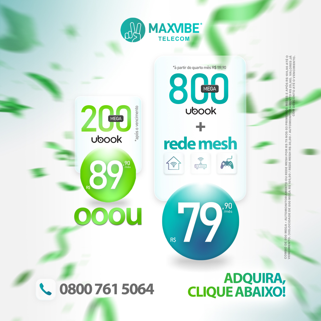 MaxVibe Telecom - Internet Ultra Rápida, TV ao Vivo, Streaming e Telefonia Fixa pra Todo o Brasil. Cidades de Santa Rosa de Viterbo, São Simão, Tambaú, Luiz Antônio, Cajuru, São João da Boa Vista e Águas da Prata, wi-fi